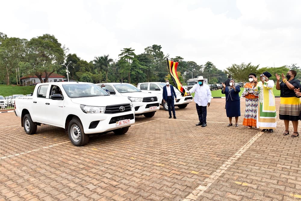 Museveni Flags off 282 Pickup Trucks to Boost Covid Surveillance