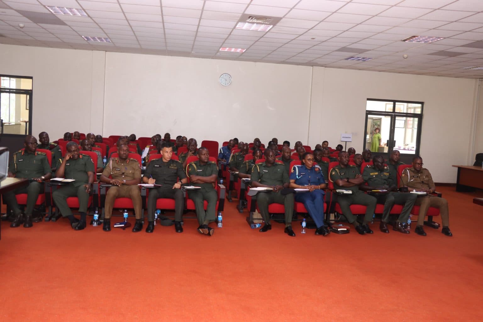 Delegation of Students from Senior Command and Staff College Kimaka during their visit to UPDF Joint Service HQ in Mbuya.