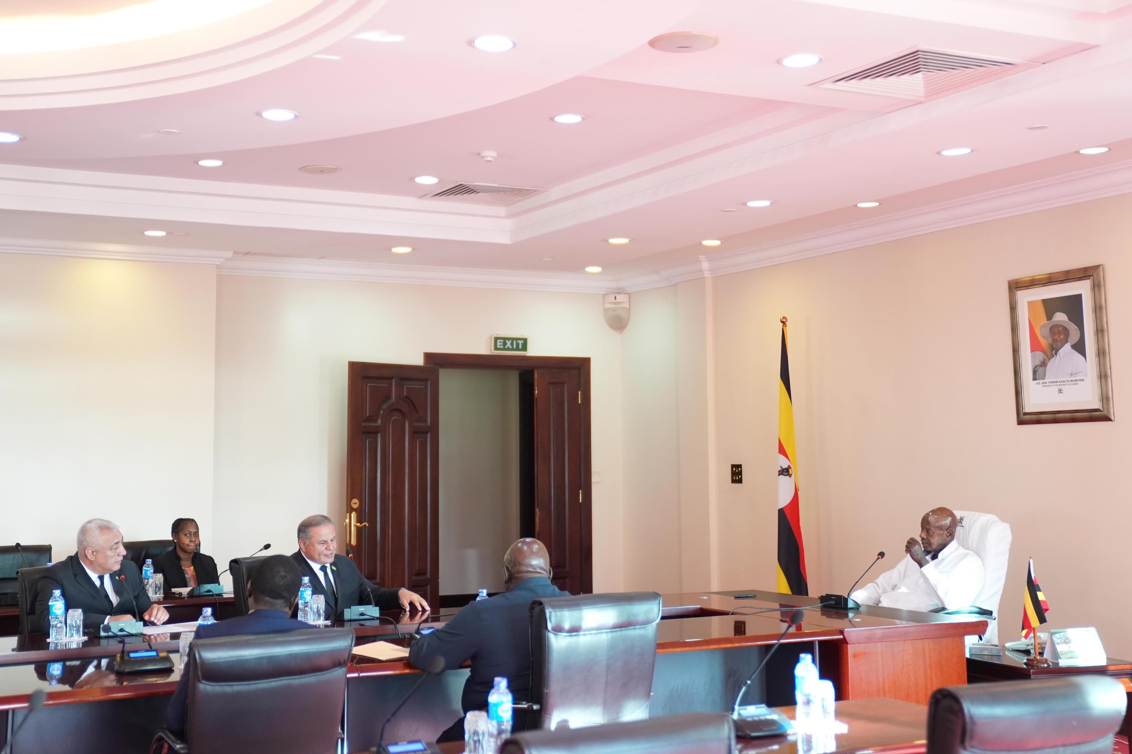 President Museveni met with Mr. Ata Serdarov, the Leader of the Democratic Party of Turkmenistan.