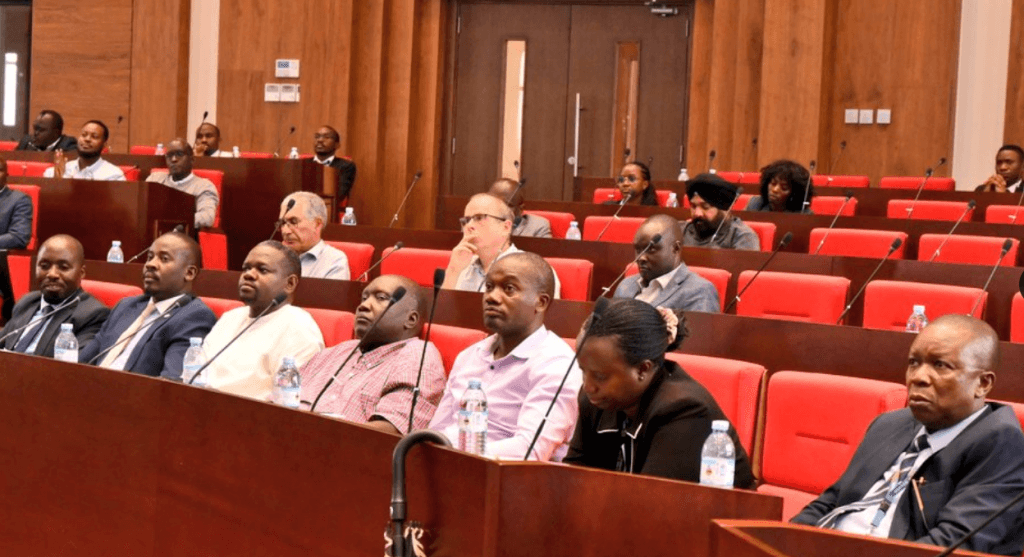 Private sector stakeholders during the meeting with the Permanent Secretary and Secretary to the Treasury, Ramathan Ggoobi.