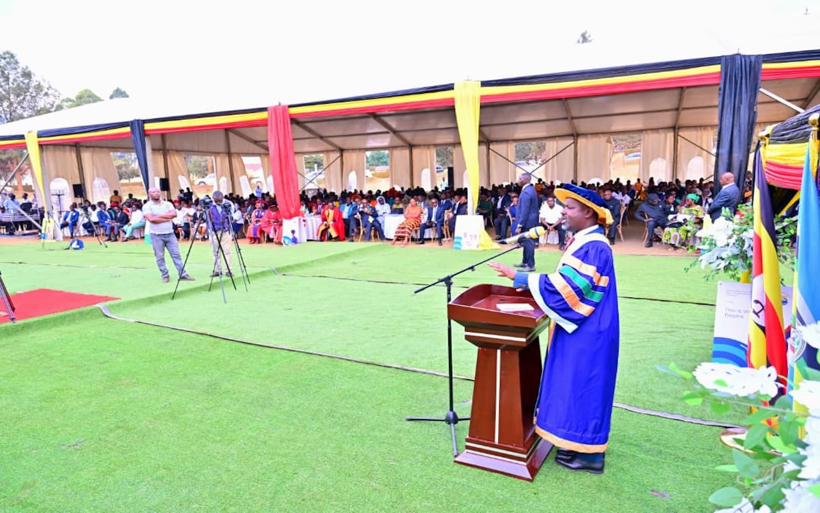 Deputy Speaker Thomas Tayebwa makes his remarks at the event to celebrate Prof. Kwesiga’s 21-Year Legacy in Transforming Kabale University
