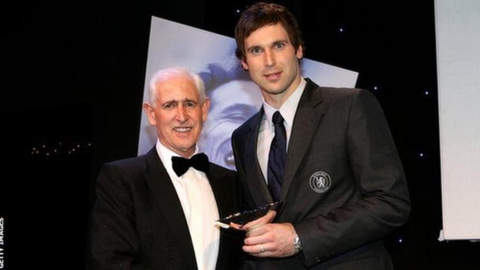 Bonetti (L) with former Chelsea goalkeeper Petr Cech in 2008. Courtesy photo
