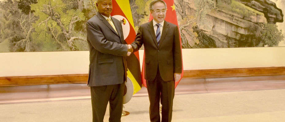 Chinese Vice Premier H.E. Hu Chunchua receives President Museveni at the Multi Functional Hall, Jiusuo Hotel in Changsha capital in Hunan Province of China on Wednesday June 26th, 2019. The two leaders later held 