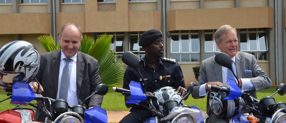 D/IGP Sabiiti Receives Vehicles from German Embassy officials. Courtesy photo