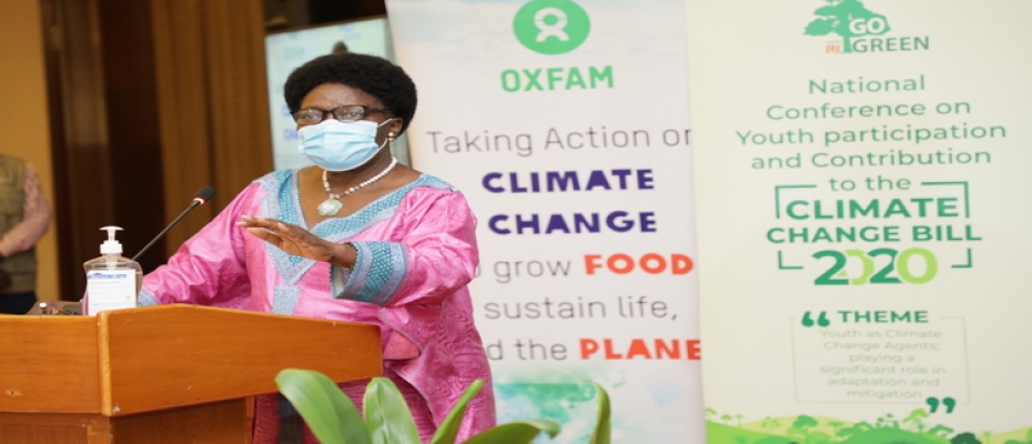 Kadaga addresses the youth meeting on the climate change bill