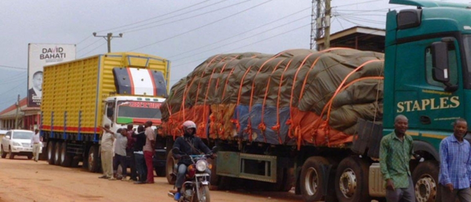 Trucks carrying goods
